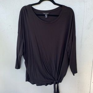 New Look Black 3/4 Sleeve Tie Side Blouse